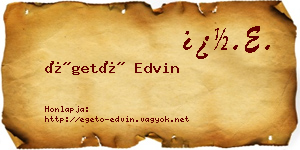 Égető Edvin névjegykártya